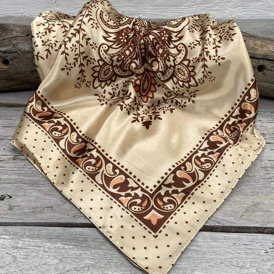 Rodeo Drive Tan/Brown Polka Dot & Paisley Wild Rag/Scarf - WR445