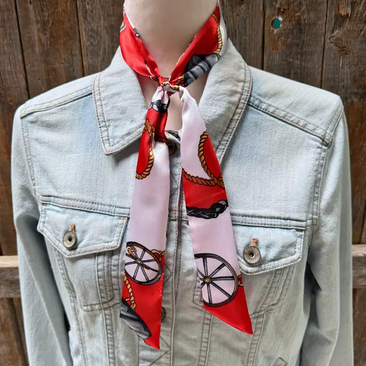 Rodeo Drive Red Western Skinny Mini Wild Rag Scarf Cowgirl Necktie - TW322