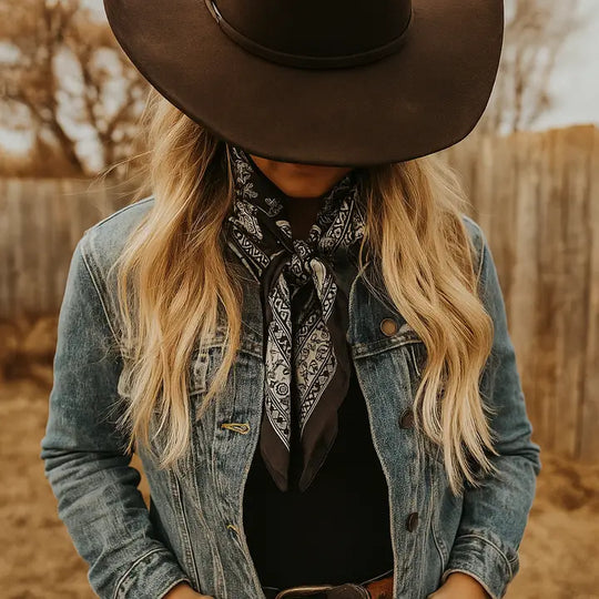 Rodeo Drive Black and White Paisley Wild Rag/Scarf - WR2559X