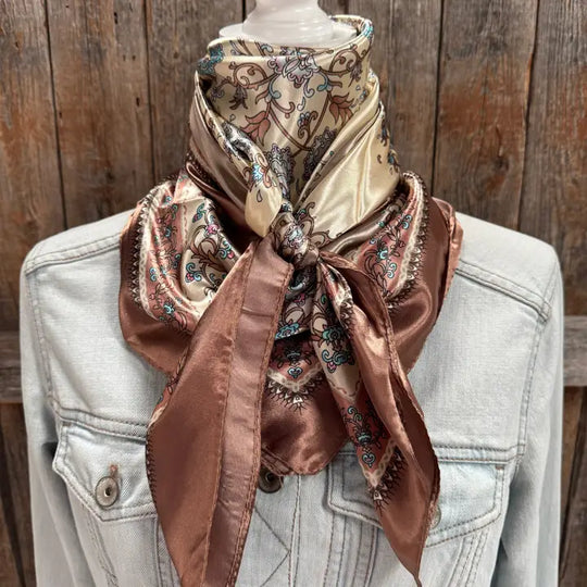 Rodeo Drive Brown and Aqua Floral Wild Rag - WR3444