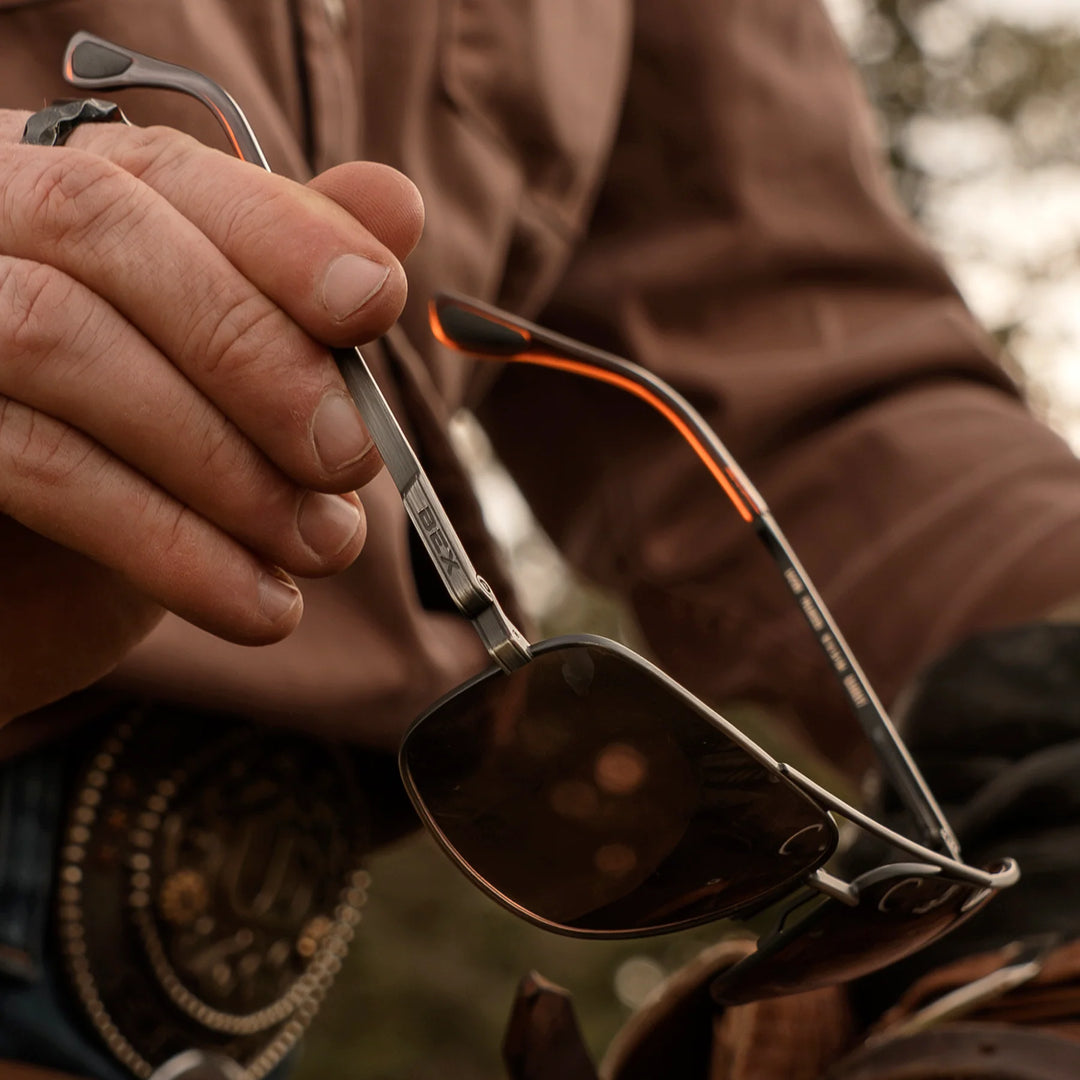 BEX GAMBIT Gunmetal/Brown Sunglasses - S147GB