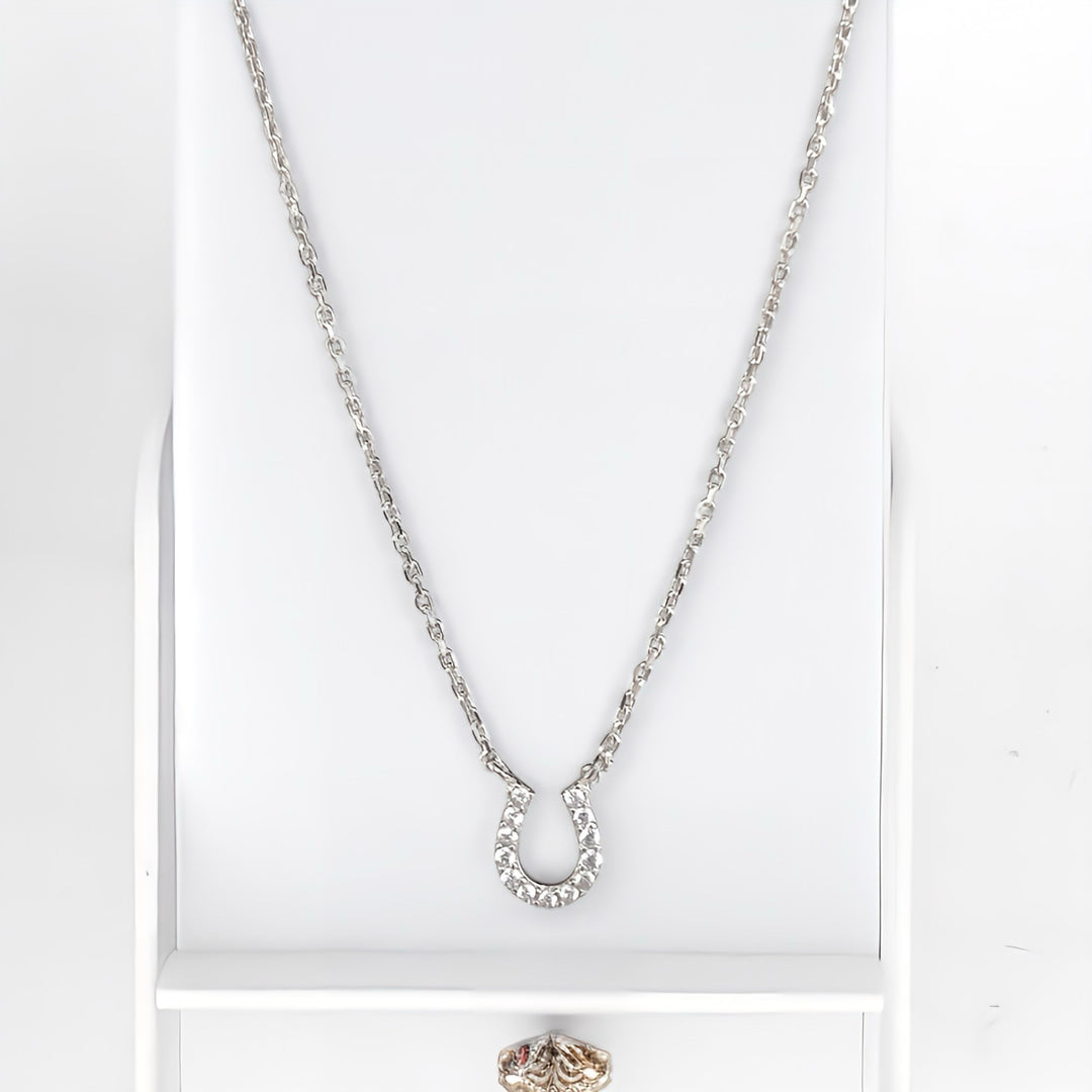Sugar Bean Jewelry Petite Horseshoe Necklace - White Gold