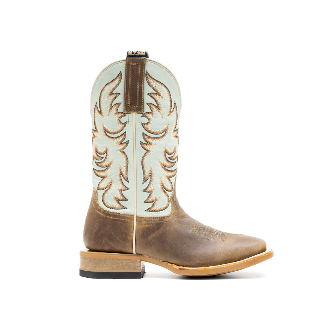 Women's HYER Topeka Tan Crazy Cowhide with 11" Robins Egg Burnished Tops - HM41028