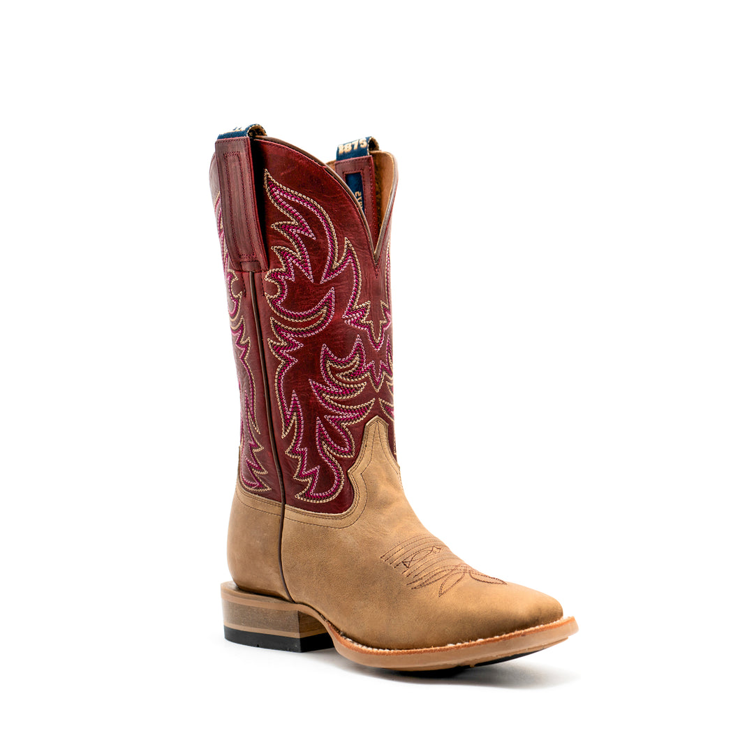Women's HYER Topeka Calico Tan Cowhide with 11" Royal Cherry Cowhide Tops - HW41035 - Style #20L