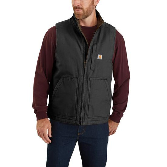 Men's Carhartt Mock-Neck Sherpa-Lined Vest - Loose Fit - Washed Duck - 104277