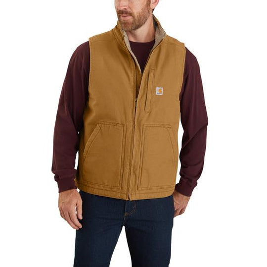 Men's Carhartt Mock-Neck Sherpa-Lined Vest - Loose Fit - Washed Duck - 104277