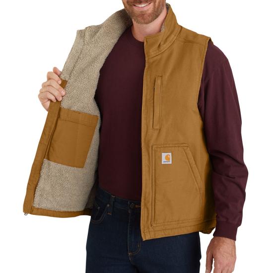 Men's Carhartt Mock-Neck Sherpa-Lined Vest - Loose Fit - Washed Duck - 104277