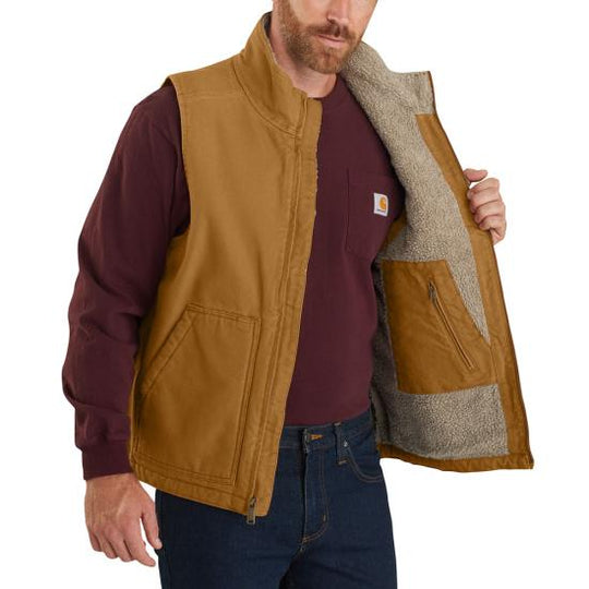 Men's Carhartt Mock-Neck Sherpa-Lined Vest - Loose Fit - Washed Duck - 104277