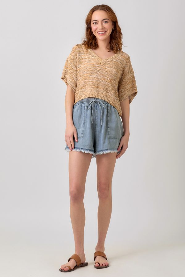 Ladies Mystree Melange Relaxed Pullover Sweater - 60550