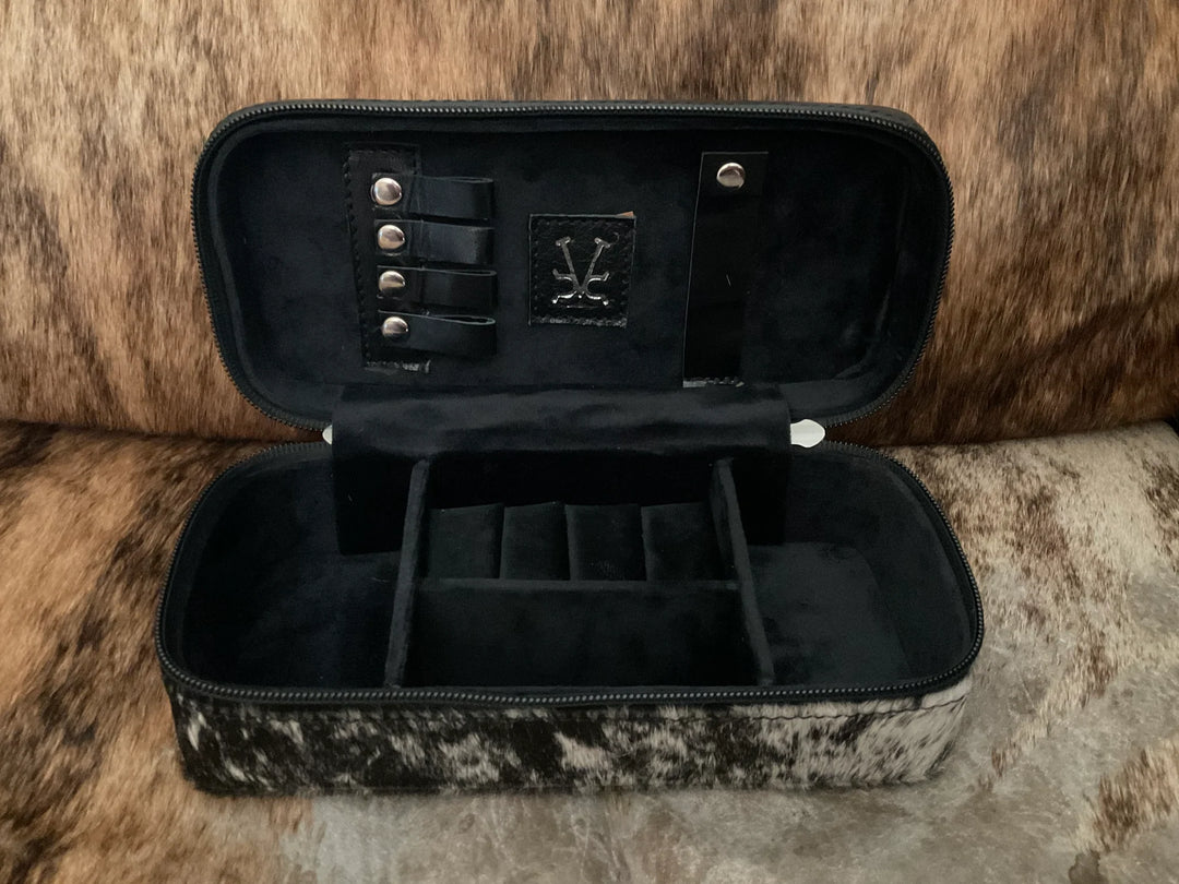 Vintage Cowgirl Cases Tooled Leather/Cowhide Mini Plus Jewelry Case