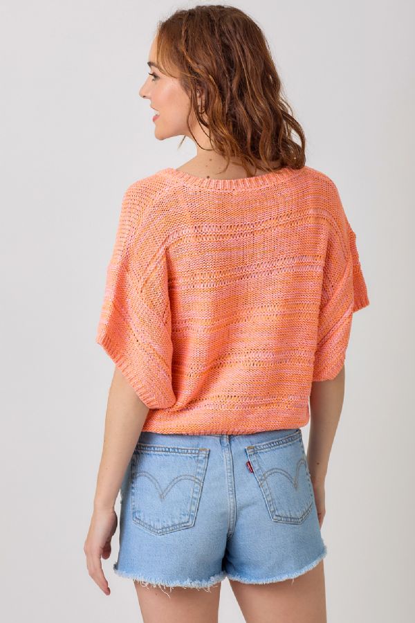 Ladies Mystree Melange Relaxed Pullover Sweater - 60550