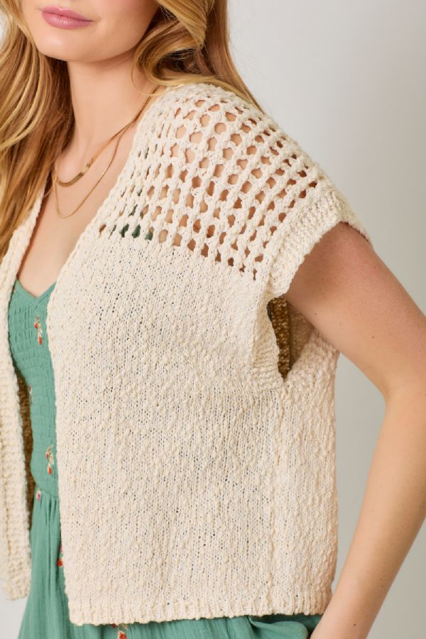 Ladies Mystree Open Front Knit Cardigan - 61075