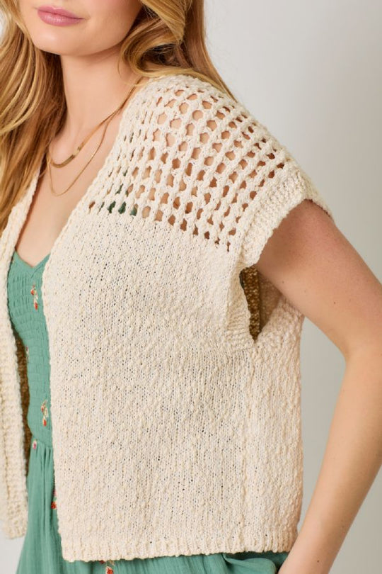 Ladies Mystree Open Front Knit Cardigan - 61075