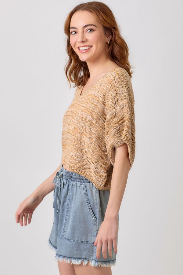 Ladies Mystree Melange Relaxed Pullover Sweater - 60550