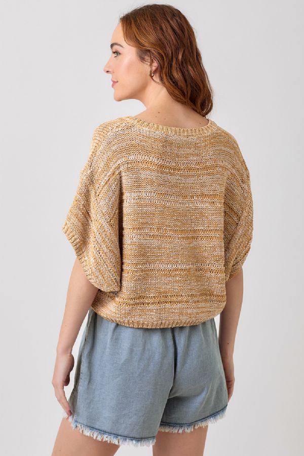 Ladies Mystree Melange Relaxed Pullover Sweater - 60550