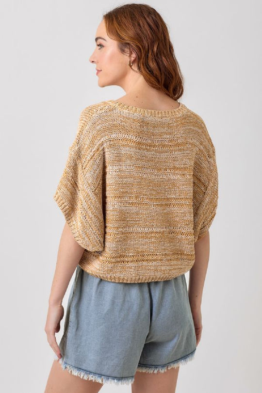 Ladies Mystree Melange Relaxed Pullover Sweater - 60550