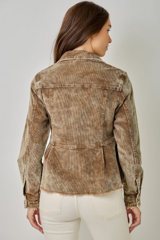 Ladies Mystree Washed Denim Peplum Jacket - 61134