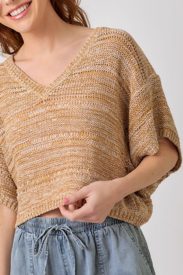 Ladies Mystree Melange Relaxed Pullover Sweater - 60550