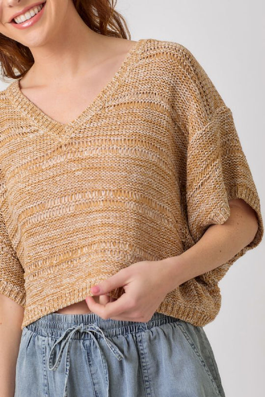 Ladies Mystree Melange Relaxed Pullover Sweater - 60550