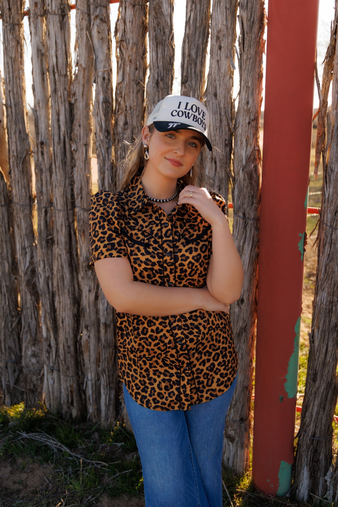 Ladies Howdy Hanny Leopard Pearl Snap Shirt - HH2707