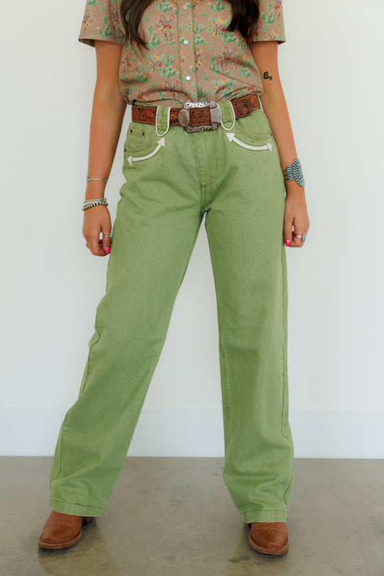 Ladies Howdy Hanny Olive Smiley Jeans - HH8800