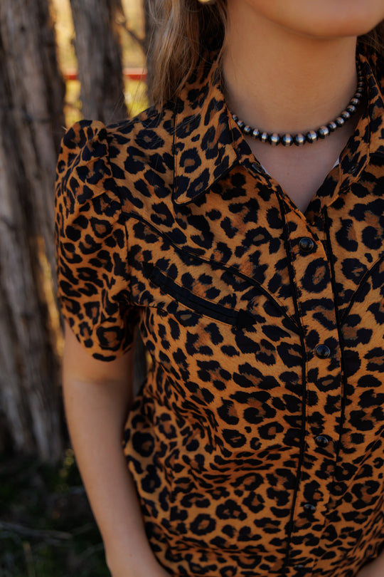 Ladies Howdy Hanny Leopard Pearl Snap Shirt - HH2707