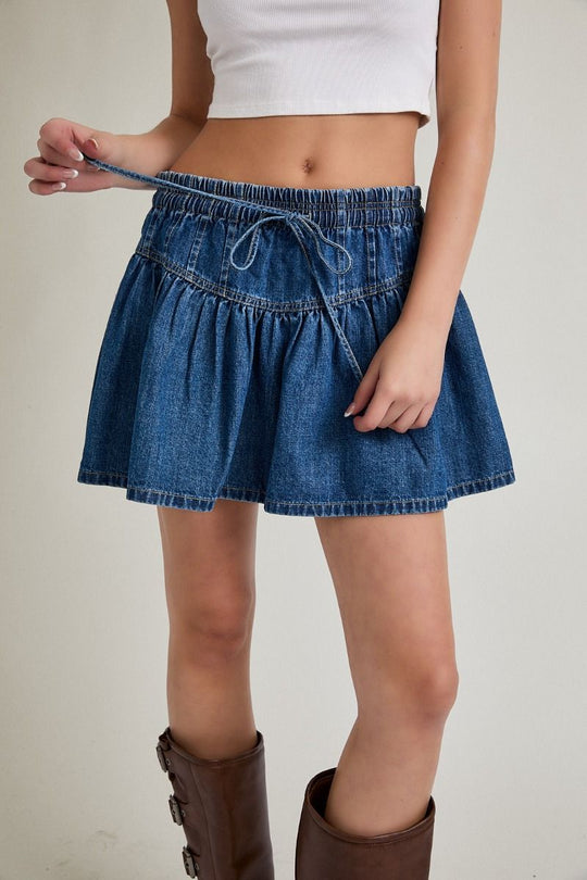 Ladies Le Lis Pleated Denim Mini Skirt - IS6025