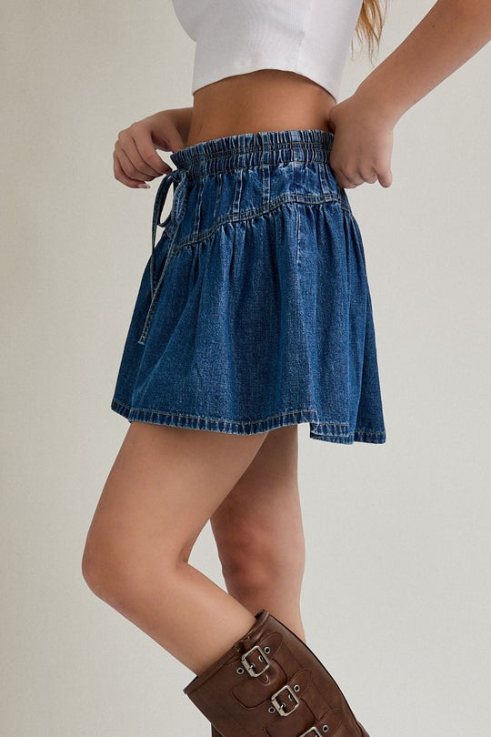 Ladies Le Lis Pleated Denim Mini Skirt - IS6025