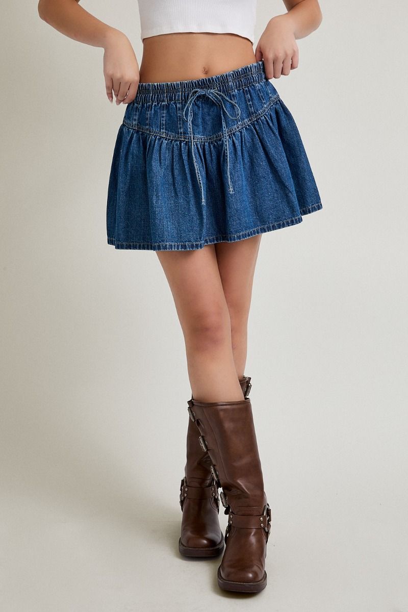 Ladies Le Lis Pleated Denim Mini Skirt - IS6025
