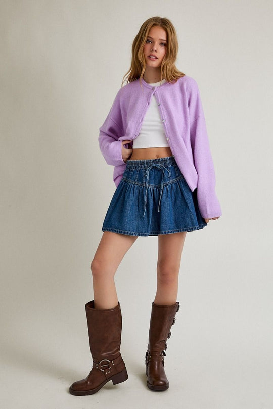 Ladies Le Lis Pleated Denim Mini Skirt - IS6025
