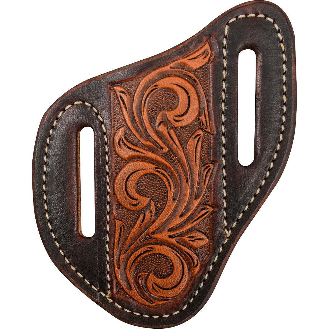 Martin Saddlery Leather Angled Knife Scabbard, Floral Dyed Edge
