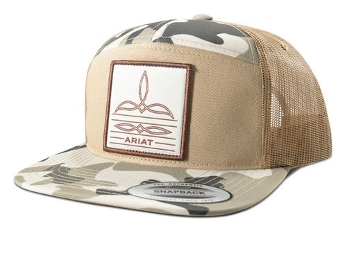Ariat 7 Panel Camo Boot Stitch Khaki Camo Cap - A3000920146