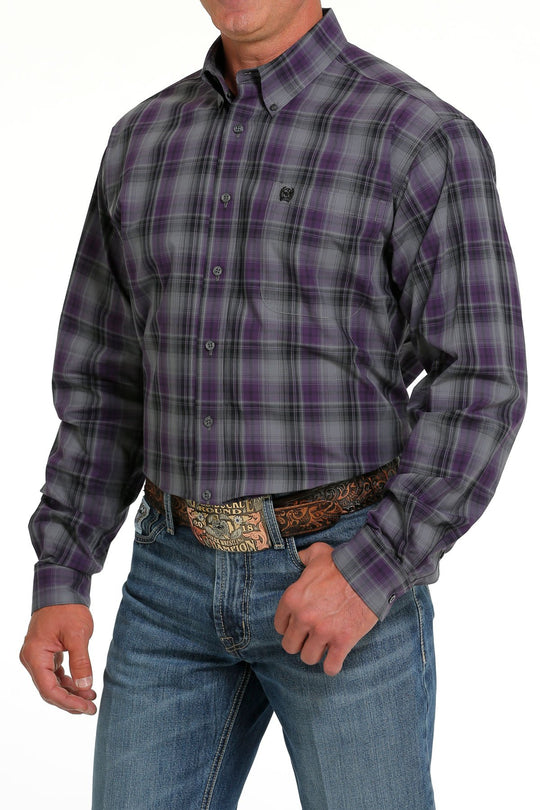 Men's Cinch Purple/Black Plaid Long Sleeve Shirt - MTW1105642 – Nigro's ...