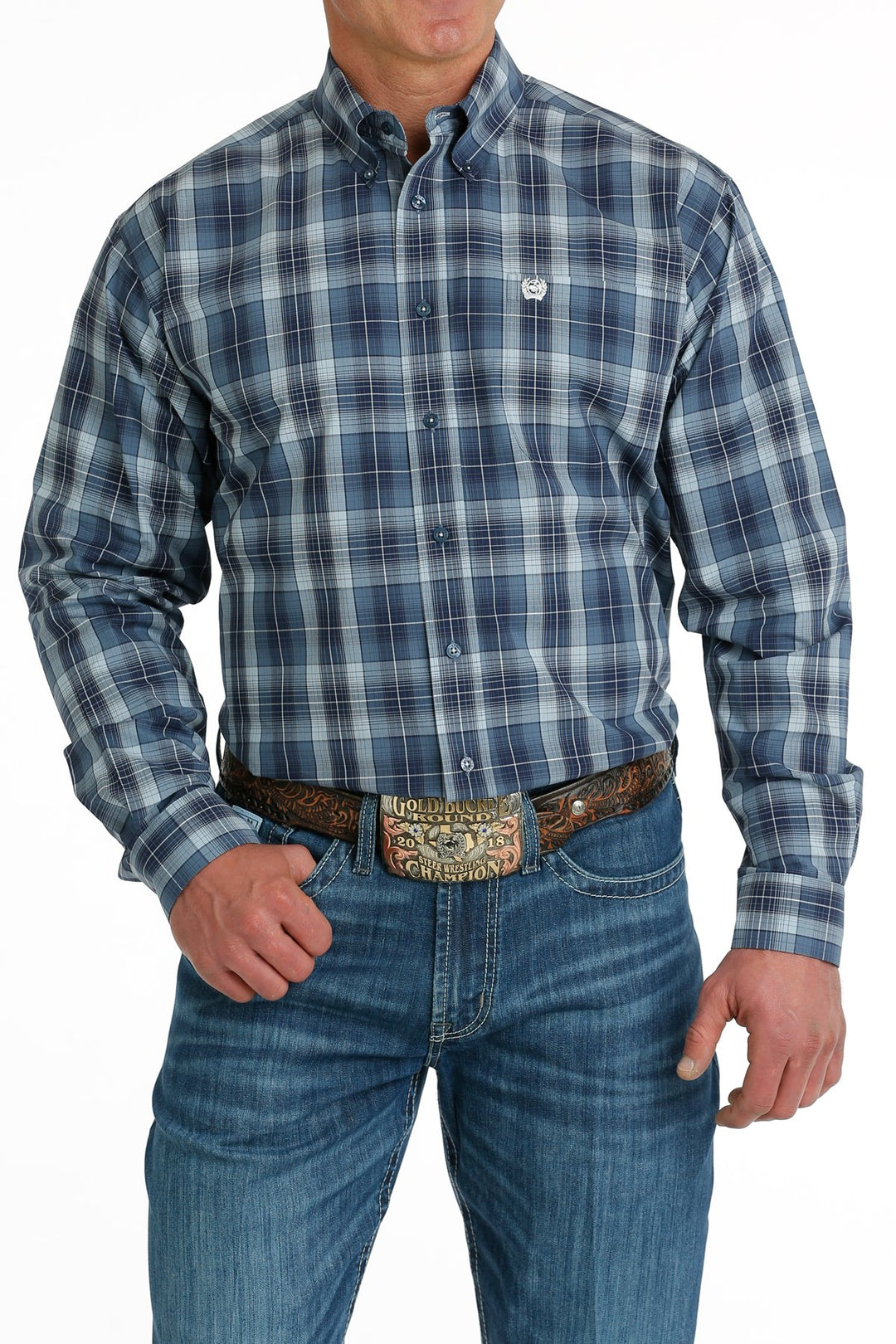 Men's Cinch Plaid Button Down Western Shirt - MTW1105694
