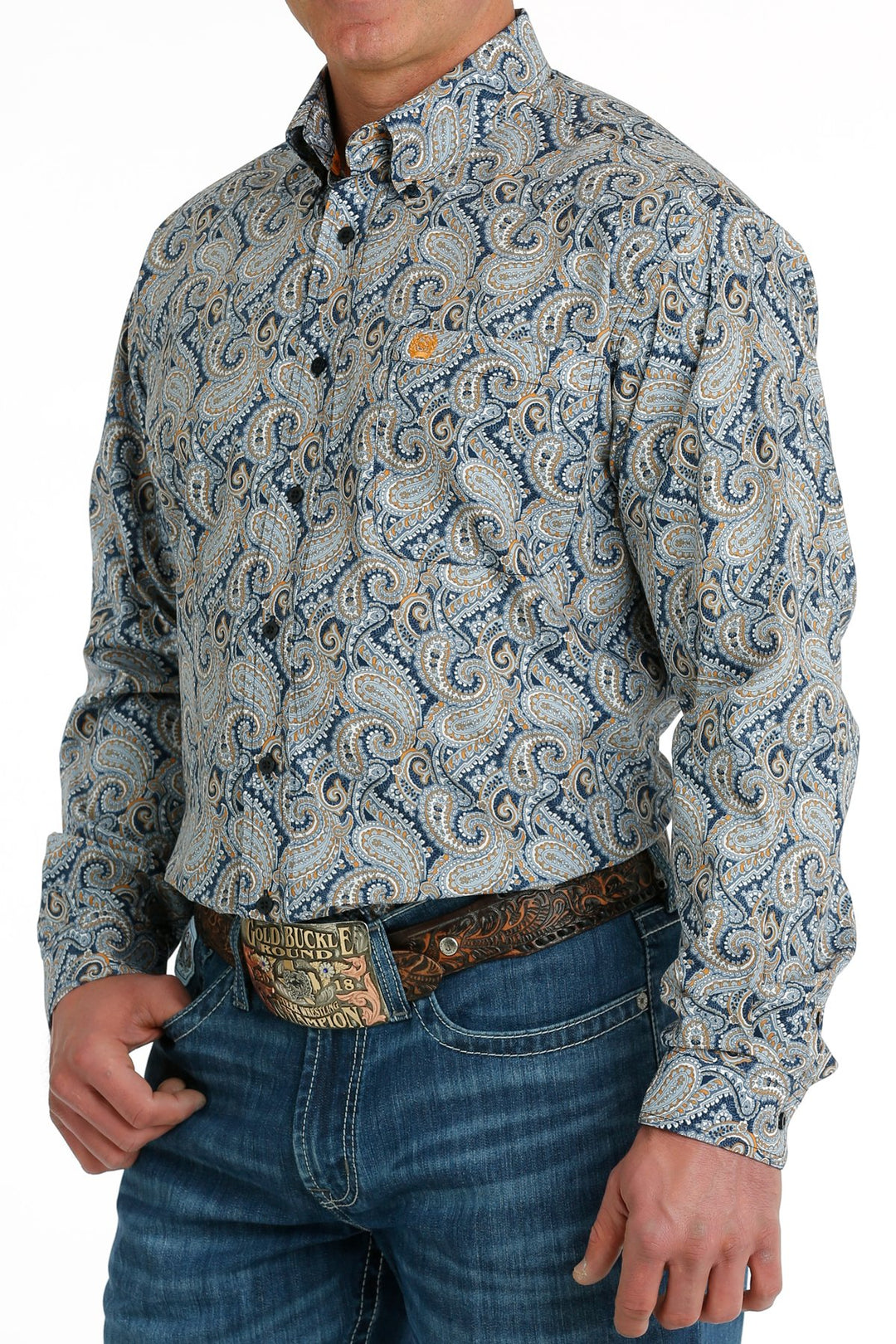 Men's Cinch Paisley Print Button Down Western Shirt - MTW1105702