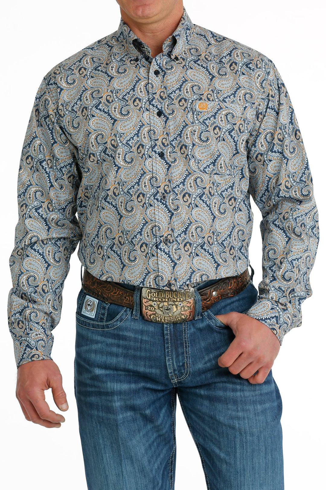 Men's Cinch Paisley Print Button Down Western Shirt - MTW1105702