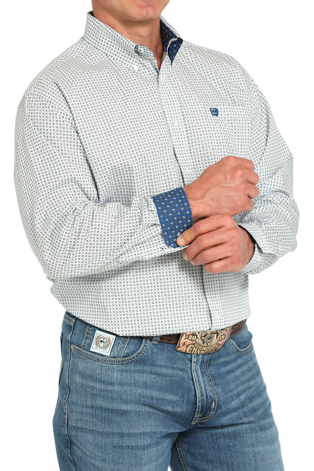 Men's Cinch Geometric Print Button-Down Western Shirt - MTW1105927