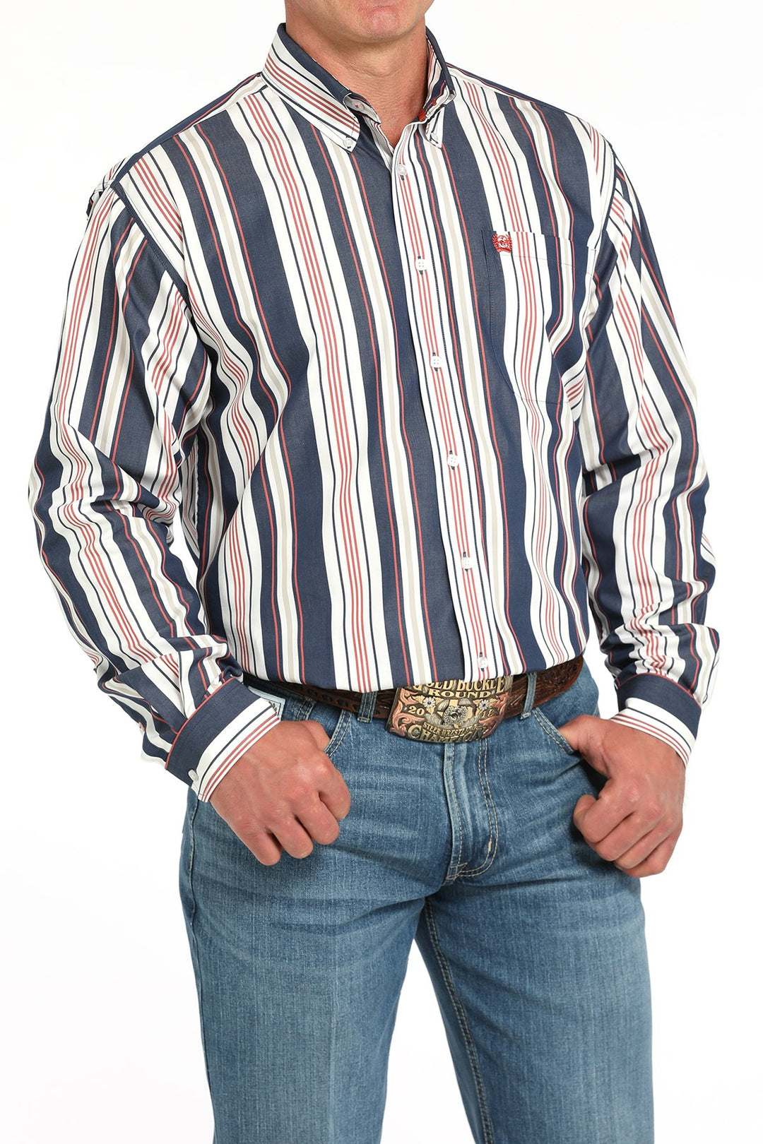 Men's Cinch Striped Button-Down Western Shirt - MTW1105938