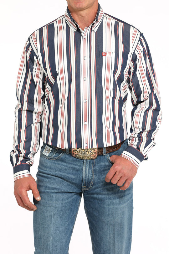 Men's Cinch Striped Button-Down Western Shirt - MTW1105938