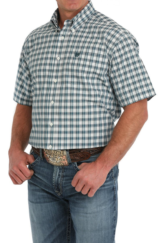 Men's Cinch Short Sleeve Plaid Button-Down Western Shirt - MTW1111477