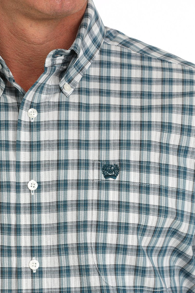 Men's Cinch Short Sleeve Plaid Button-Down Western Shirt - MTW1111477