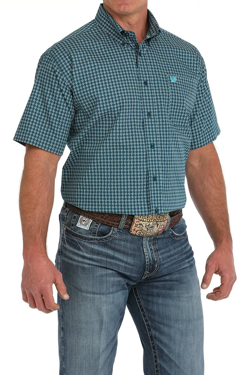 Men's Cinch Short Sleeve Geometric Print Button-Down Western Shirt - MTW1111478