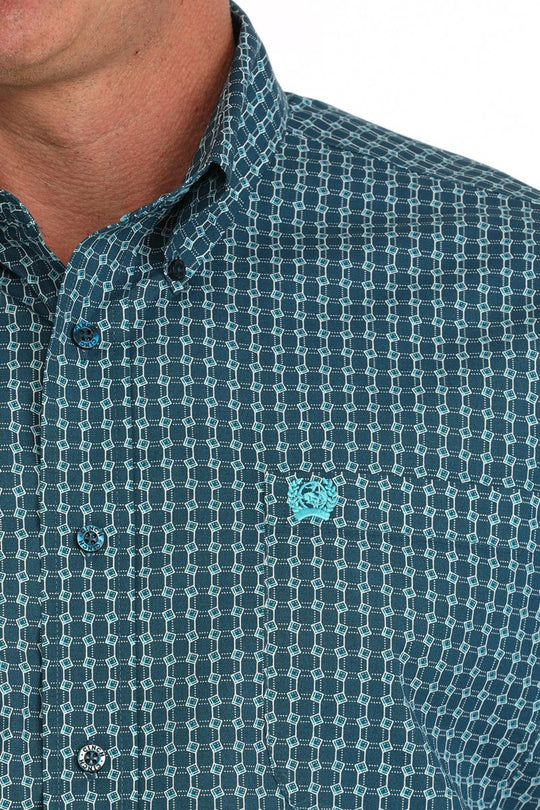 Men's Cinch Short Sleeve Geometric Print Button-Down Western Shirt - MTW1111478