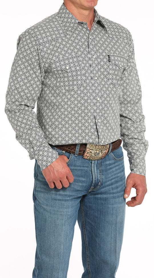 Men's Cinch Modern Fit Geometric Print Snap Front Western Shirt - MTW1303090