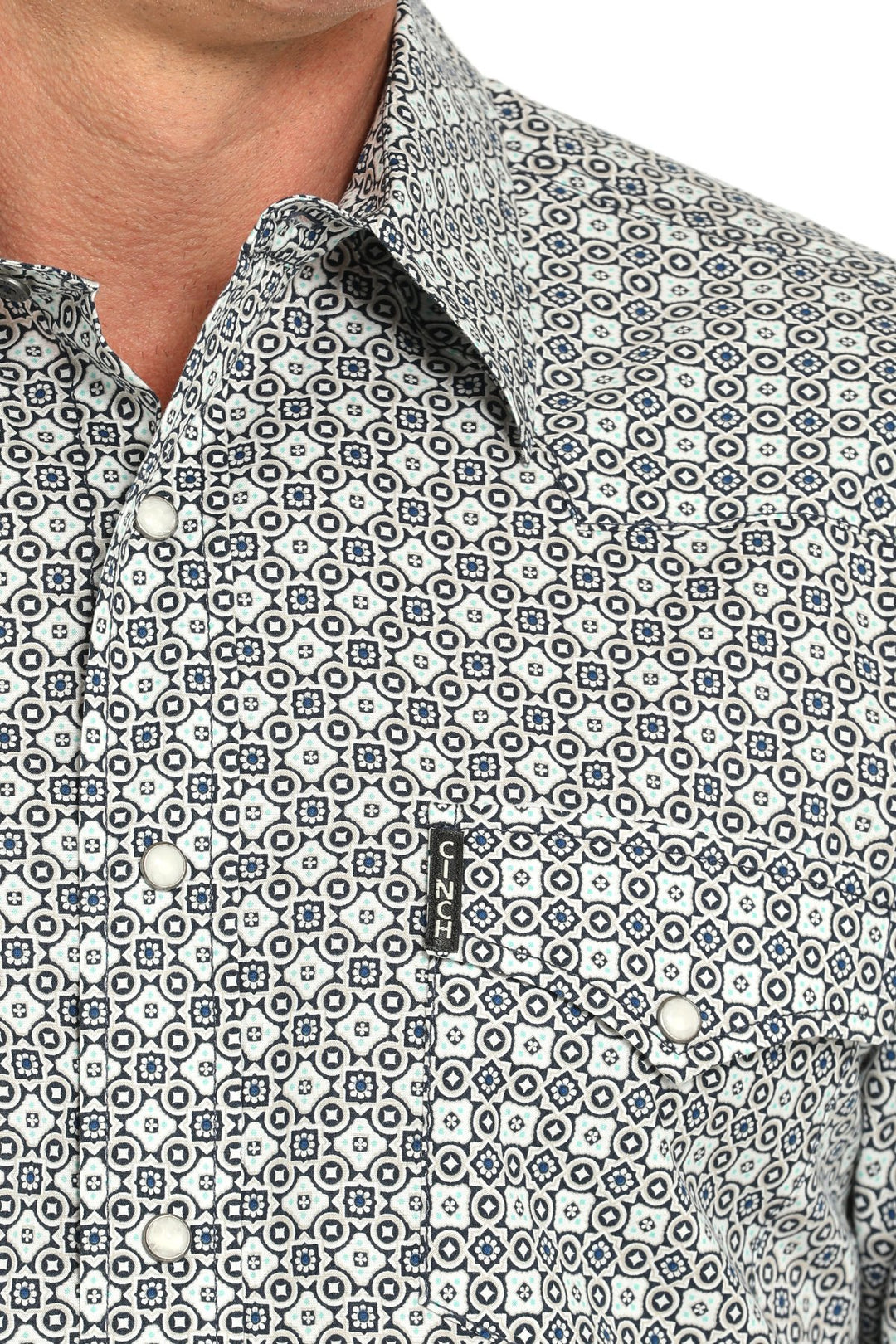 Men's Cinch Modern Fit Geometric Print Snap Front Western Shirt - MTW1303090