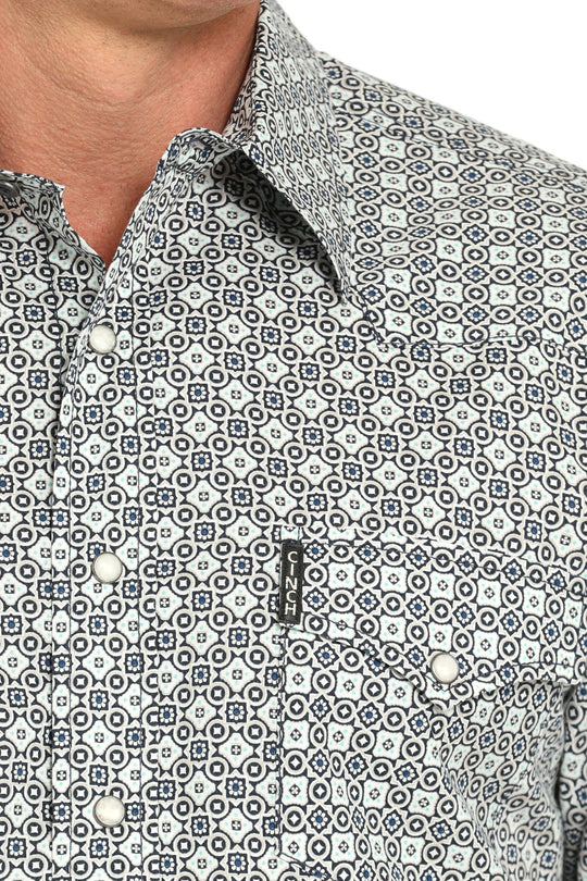 Men's Cinch Modern Fit Geometric Print Snap Front Western Shirt - MTW1303090
