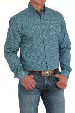 Men's Cinch Modern Fit Geometric Print Button-Down Western Shirt - MTW1347126