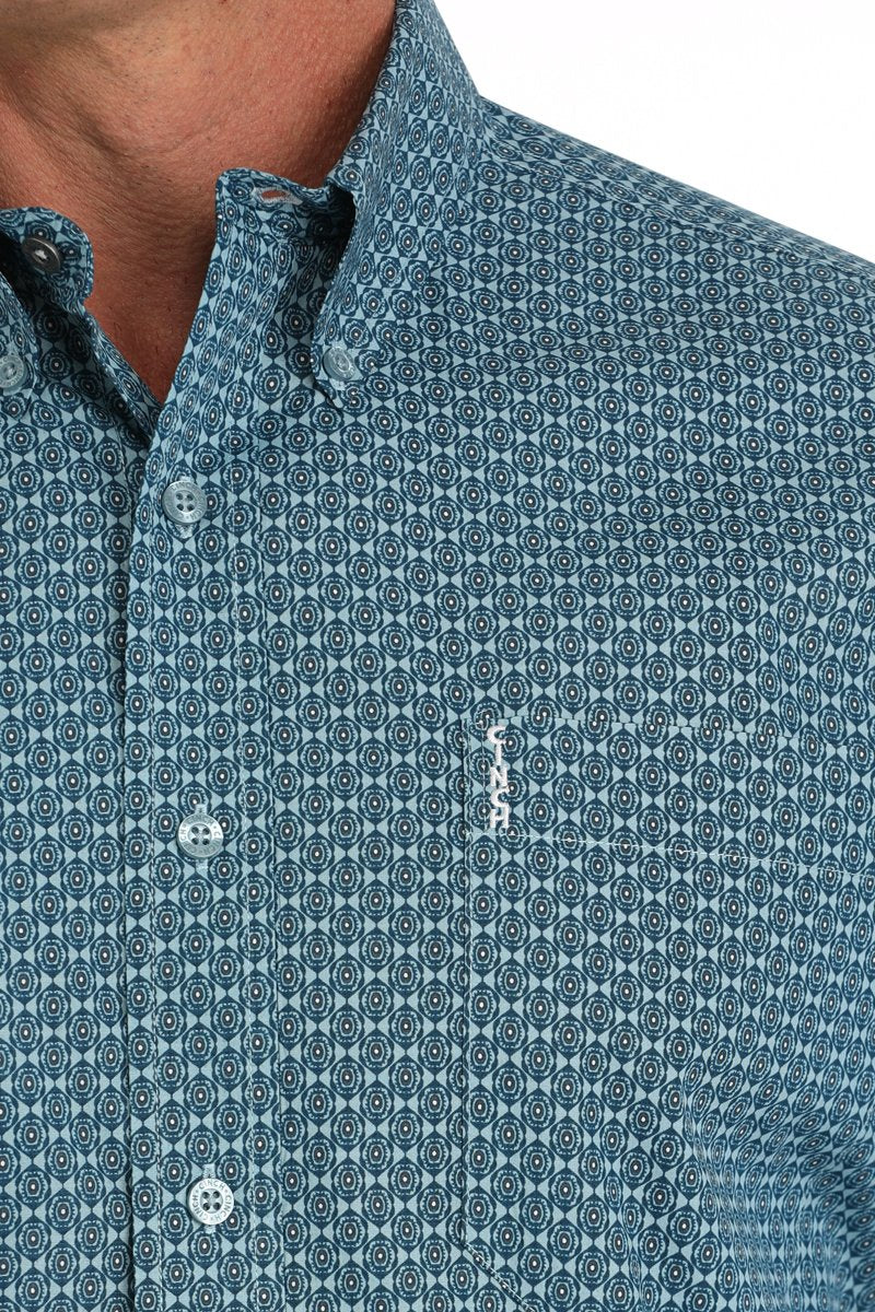 Men's Cinch Modern Fit Geometric Print Button-Down Western Shirt - MTW1347126