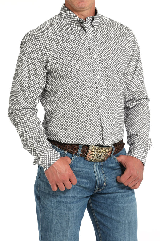 Men's Cinch Modern Fit Square Print Western Shirt - MTW1347129