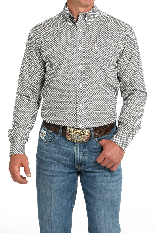 Men's Cinch Modern Fit Square Print Western Shirt - MTW1347129